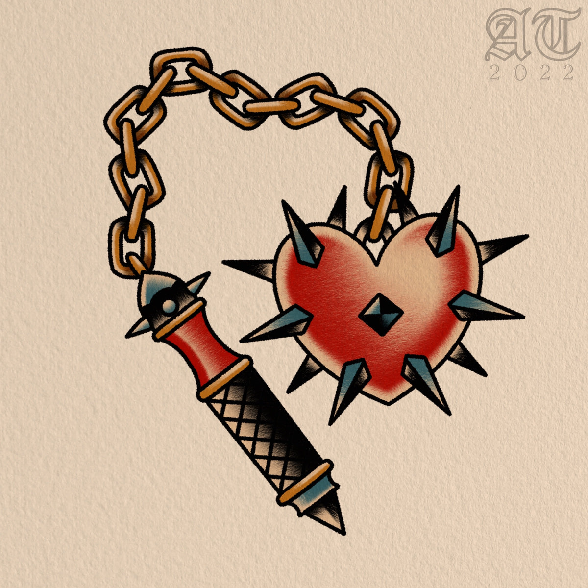 Mace Heart Pastime Tattoo